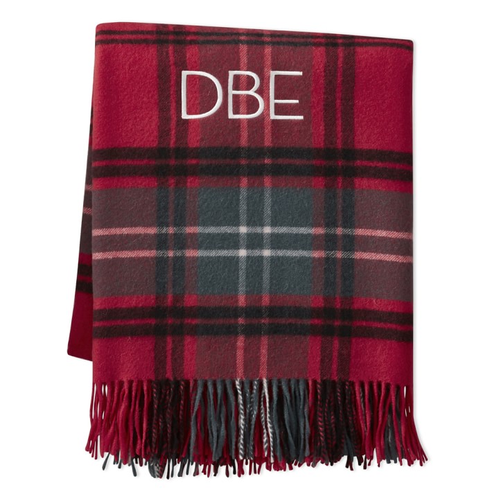Plaid Patterned Jacquard Cashmere Blanket Williams Sonoma