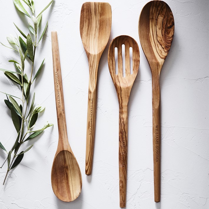 Williams Sonoma Olivewood Serving Spoons Set of 4 Williams Sonoma