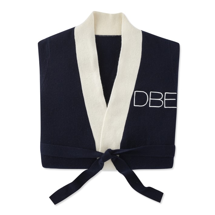 Navy & Ivory Chambers® Two Tone Cashmere Bathrobe Williams Sonoma