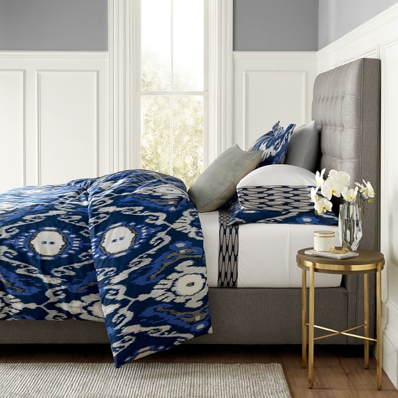 navy ikat duvet