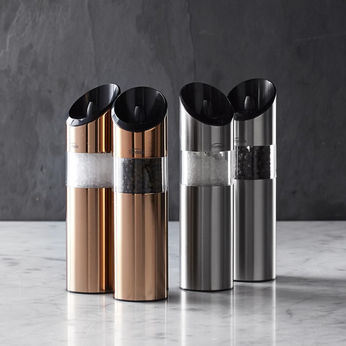 Trudeau Graviti Copper Electric Salt & Pepper Grinders Williams Sonoma