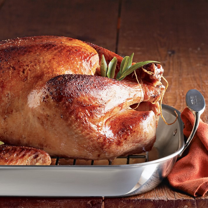 AllClad StainlessSteel Flared Roasting Pans Williams Sonoma