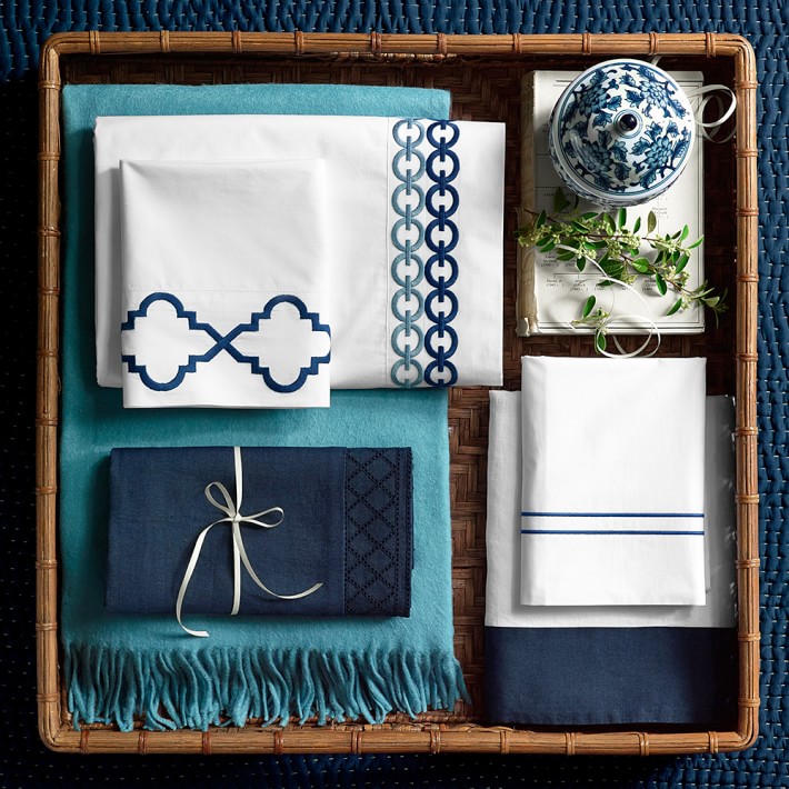 Chain Link Embroidered Luxury Duvet Cover & Shams Williams Sonoma