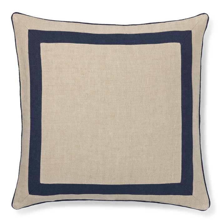Linen Border Navy Throw Pillow Williams Sonoma