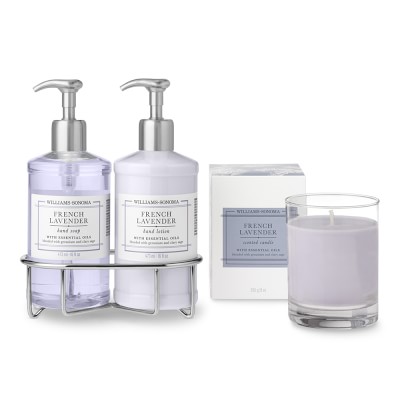 Williams Sonoma French Lavender Hand Soap & Lotion 4-Piece Set, Deluxe, Stainless-Steel