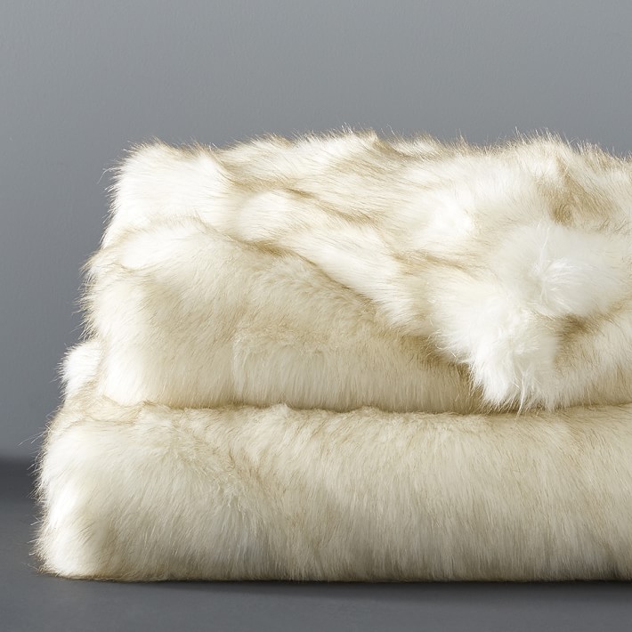 White Sable Faux Fur Bed Blanket Williams Sonoma