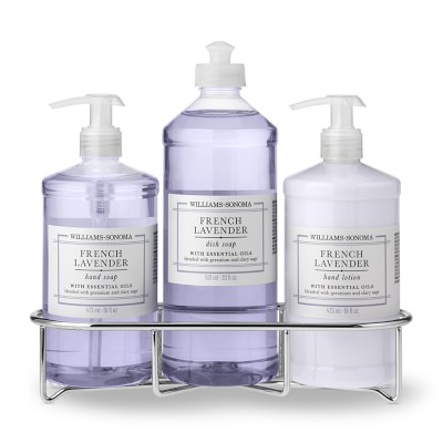 Williams Sonoma French Lavender Hand Soap & Lotion 4-Piece Kitchen Set, Classic, Stainless-Steel
