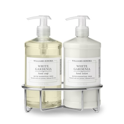 Williams Sonoma White Gardenia Hand Soap & Lotion 3-Piece Kitchen Set, Classic, Stainless-Steel