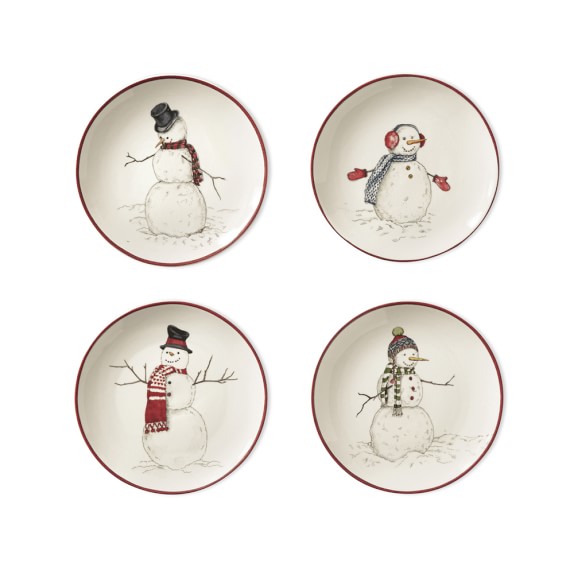 Williams-Sonoma Snowman Chef Plate Popcorn String Red White Scarf Snack Cookie 