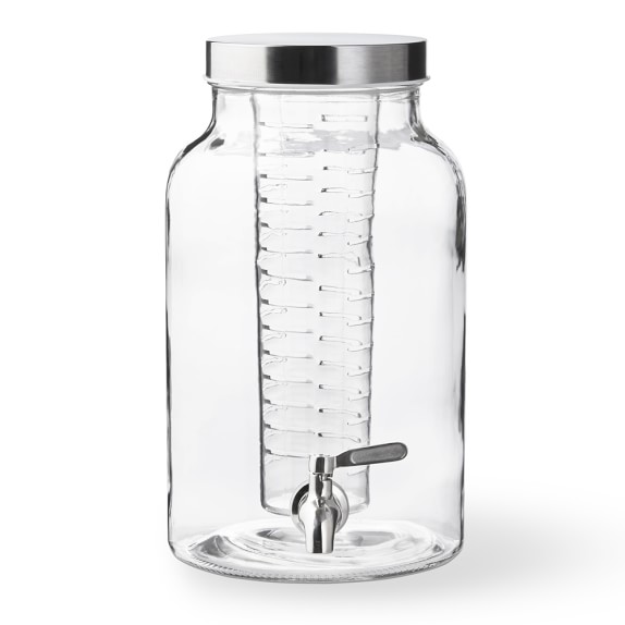Style Setter Lexington 210437-GBS Fruit Infuser Glass Beverage Dispenser with Metal Lid 8.5x13.5 Clear The Jay Companies
