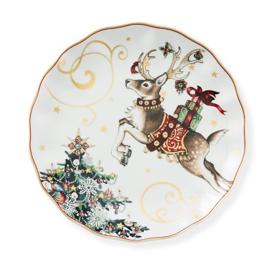 REINDEER SALAD PLATE Williams Sonoma 'TWAS THE NIGHT BEFORE CHRISTMAS New