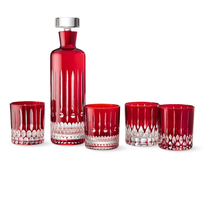 Wilshire Red Spirit Whiskey Decanter and Double Old Fashioned Glasses