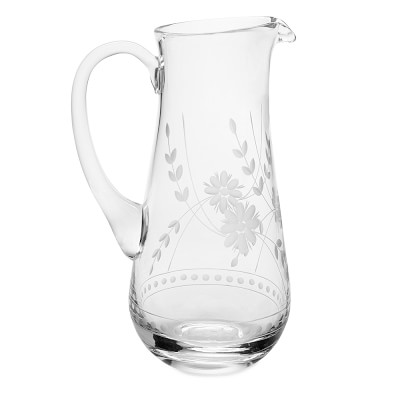 Vintage Etched Pitcher, Clear