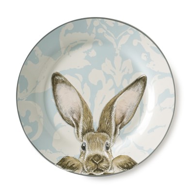 NEW Williams Sonoma Damask Bunny Water Pitcher Spring Table Collectible