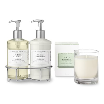Williams Sonoma White Gardenia Hand Soap & Lotion 4-Piece Set, Stainless-Steel
