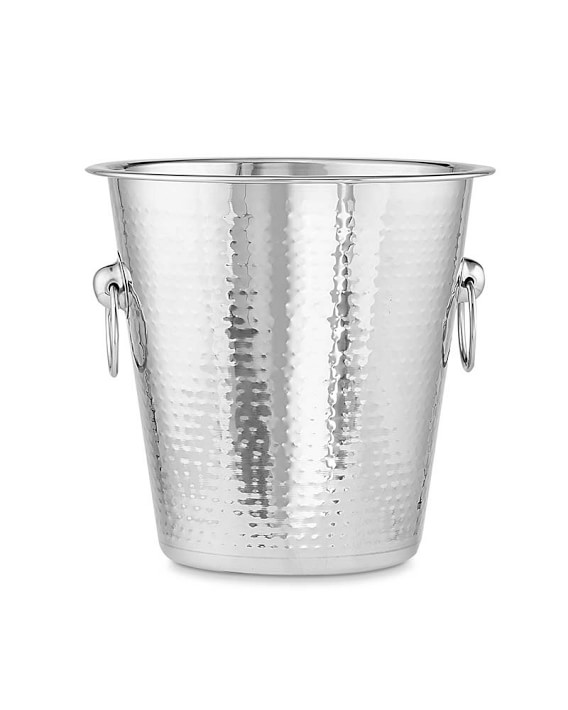 New Stainless Steel Ice Hammered Red Band Bucket Wine Cooler Champagne Cooler 