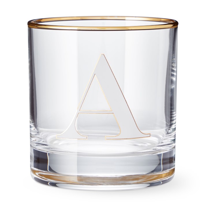 Monogram Double Old Fashioned Glass Williams Sonoma 3992