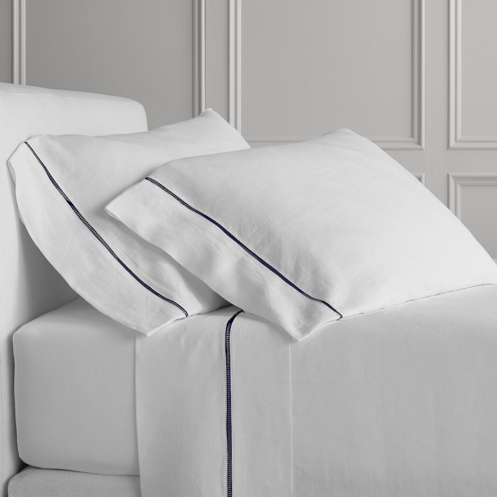 Signature Hemstitch Linen Sheet Set Williams Sonoma