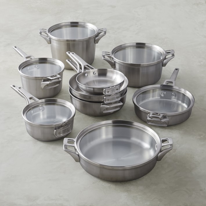 Calphalon Premier Space-Saving Stainless-Steel 15-Piece Cookware Set ...