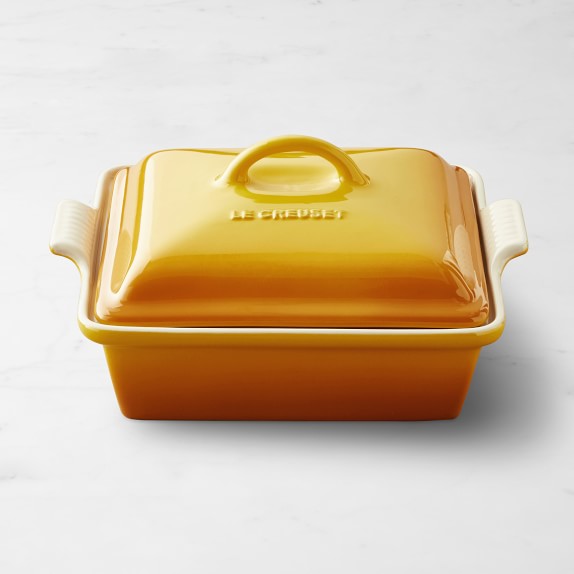 Color: Nectar | Le Creuset Heritage Stoneware Shallow Square Covered Baker