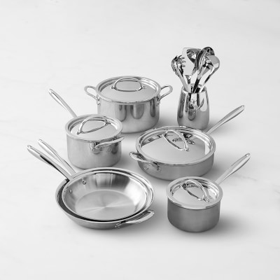 Williams Sonoma Thermo-Clad™ Stainless-Steel 10-Piece Cookware Set & 5-Piece Tools Set