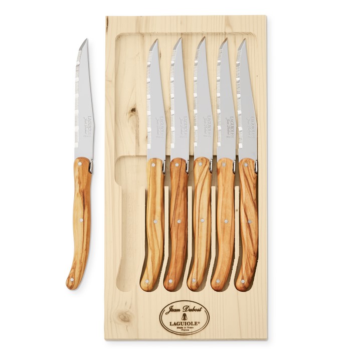 Jean Dubost Laguiole Steak Knives, Set of 6, Olivewood