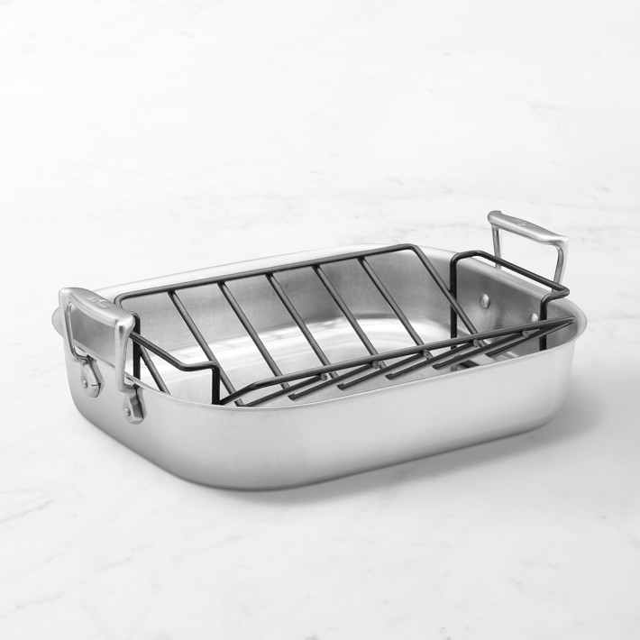 All-Clad Stainless Steel Dishwasher Safe Roaster W/Gloves and Forks Your Choice 