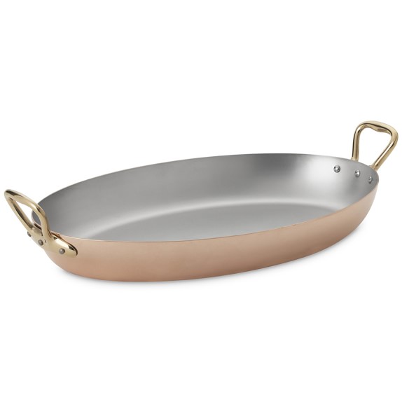 Mauviel Made In France Cuprinox 2.5mm 6-Quart Oval Pan with Handles 