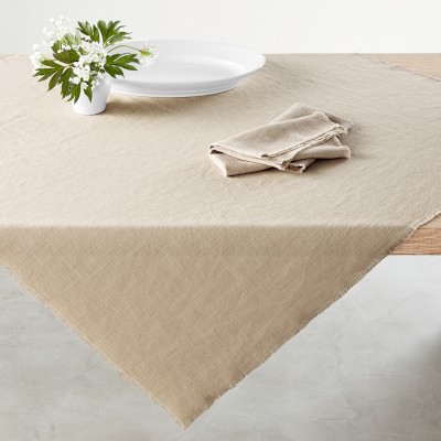 Fringed Table Throw, Parchment