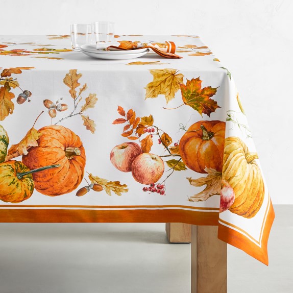 Williams-Sonoma Botanical Pumpkin Tablecloth NWT 70 x 90" Thanksgiving 
