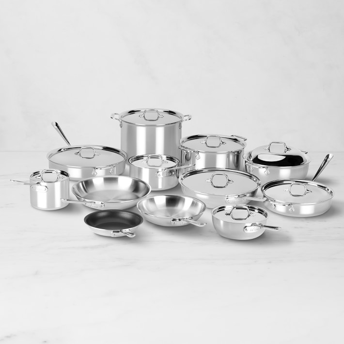 AllClad d3 TriPly StainlessSteel 21Piece Cookware Set Williams Sonoma