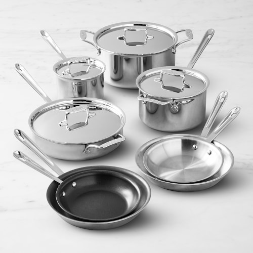 All-Clad d5 Stainless-Steel 10-Piece Cookware Set & Stainless-Steel Nonstick Fry Pan Set, 8