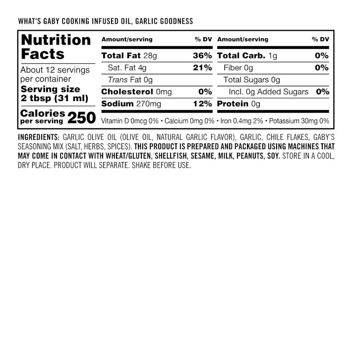 What's Gaby Cooking Garlic Goodness Infused Oil Williams Sonoma