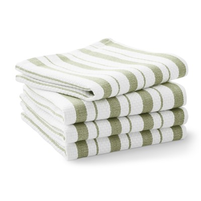 Williams Sonoma Classic Stripe Dishcloths, Set of 4, Sage Green