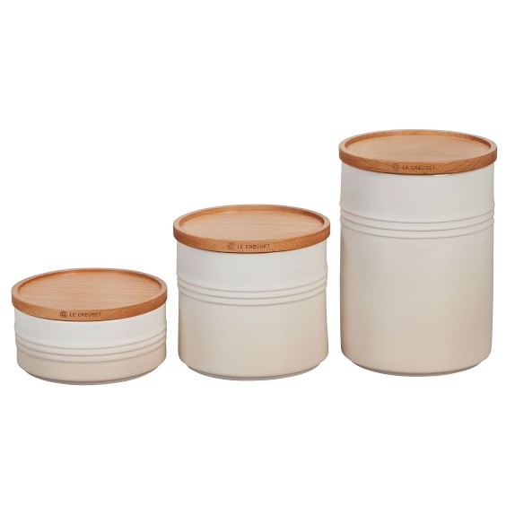 Le Creuset PG1517-1417 Stoneware Canister with Wood Lid Caribbean 23 oz 