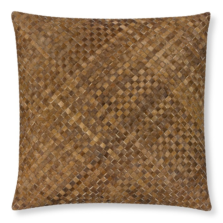 Woven Leather Cowhide Pillow Williams Sonoma