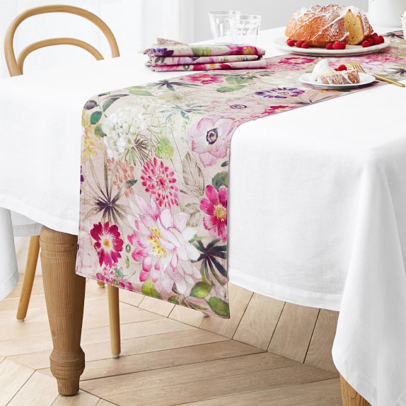 New Williams Sonoma La Vie en Rose Table Runner 16x108" Lovely Floral Pattern 