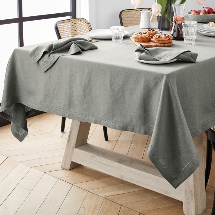 Linen Double Hemstitch Tablecloth Williams Sonoma CA Williams Sonoma