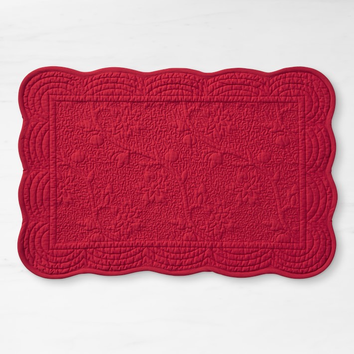 Vine Floral Boutis Scalloped Placemats, Set of 4 Williams Sonoma CA