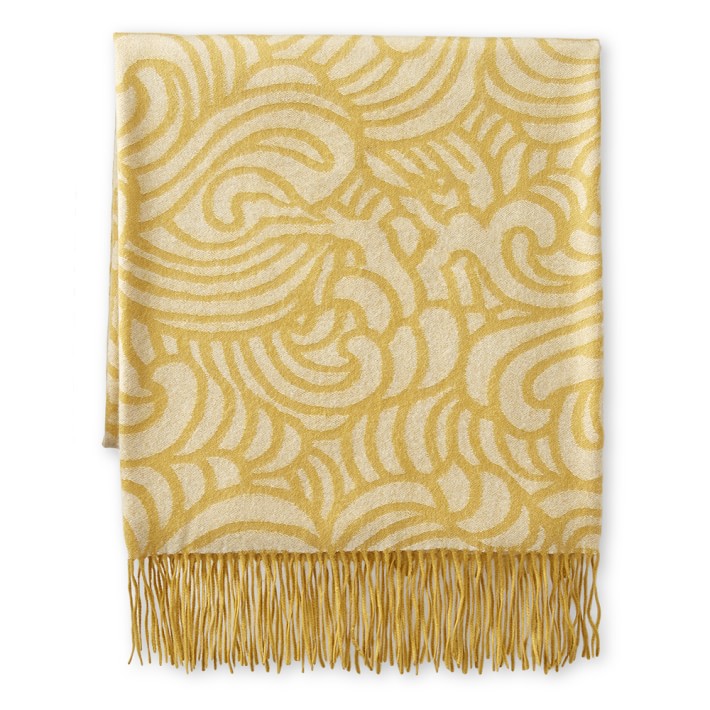 Williams Sonoma Novelty Patterned Jacquard Cashmere Throw, Waves