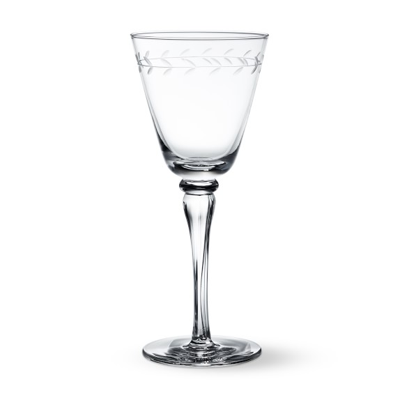 Elegant Etched White Wine Glasses, Set of 4