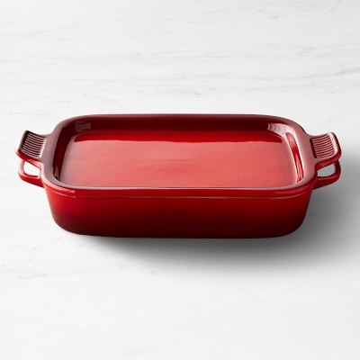 Le Creuset Stoneware Rectangular Baker with Platter Lid, Red