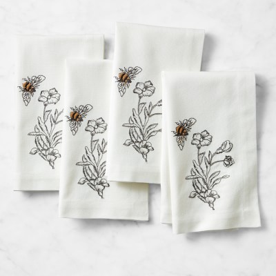 Bee Embroidered Napkins, Set of 4, 20