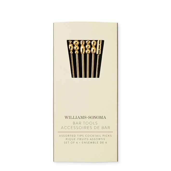 Antique Brass Cocktail Picks Set of 6 Bar Accessories Williams Sonoma