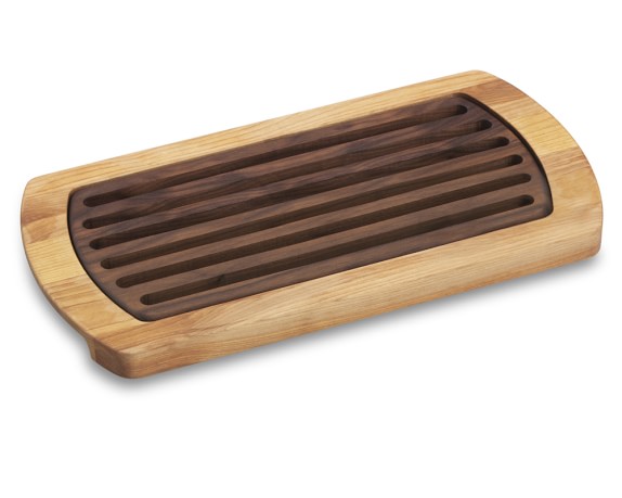 Rectangular Wooden Crumb Catcher 40cm With Removable Slats Bread Board 