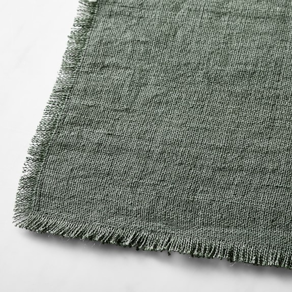 4 Williams Sonoma Fringed edge fringe placemats charcoal gray New wo tag 