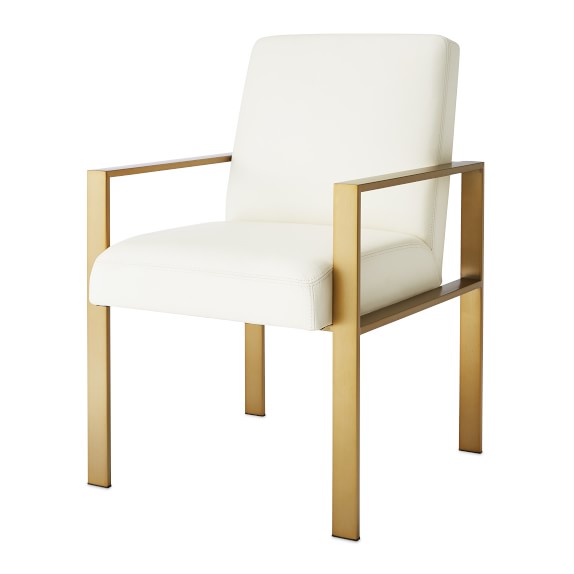 white leather dining armchair