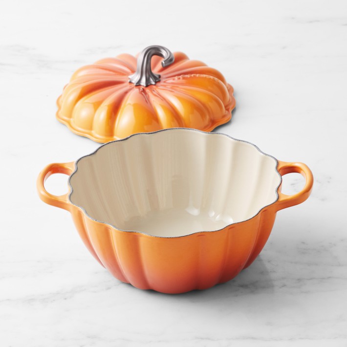 Enameled Cast Iron Pumpkin Dutch Ovens, Pumpkin Dutch Oven With Lid Covered Stockpot, 4-Quart Enameled Cast Iron Pot, Holds 2-3 Servings, Non-Stick, For All Stovetops (Orange Set A, L 7.9in