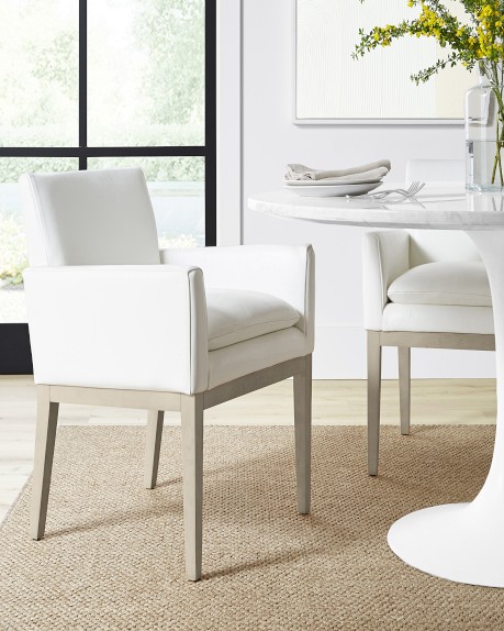 white leather dining armchair