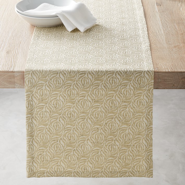 Gold Swirl Jacquard Table Runner Williams Sonoma CA Williams Sonoma